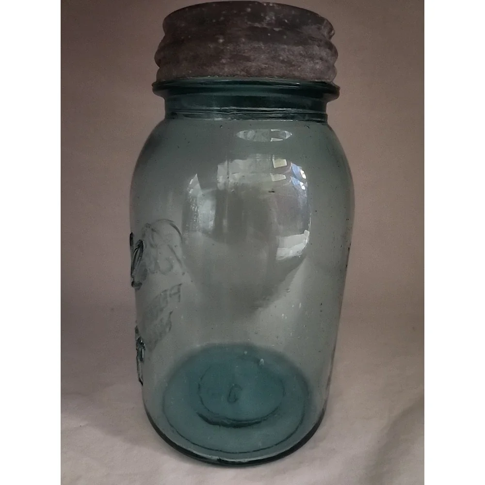 Vintage Ball Perfect Mason Jar Aqua Blue Glass with Zinc Lid and Glass Liner 6